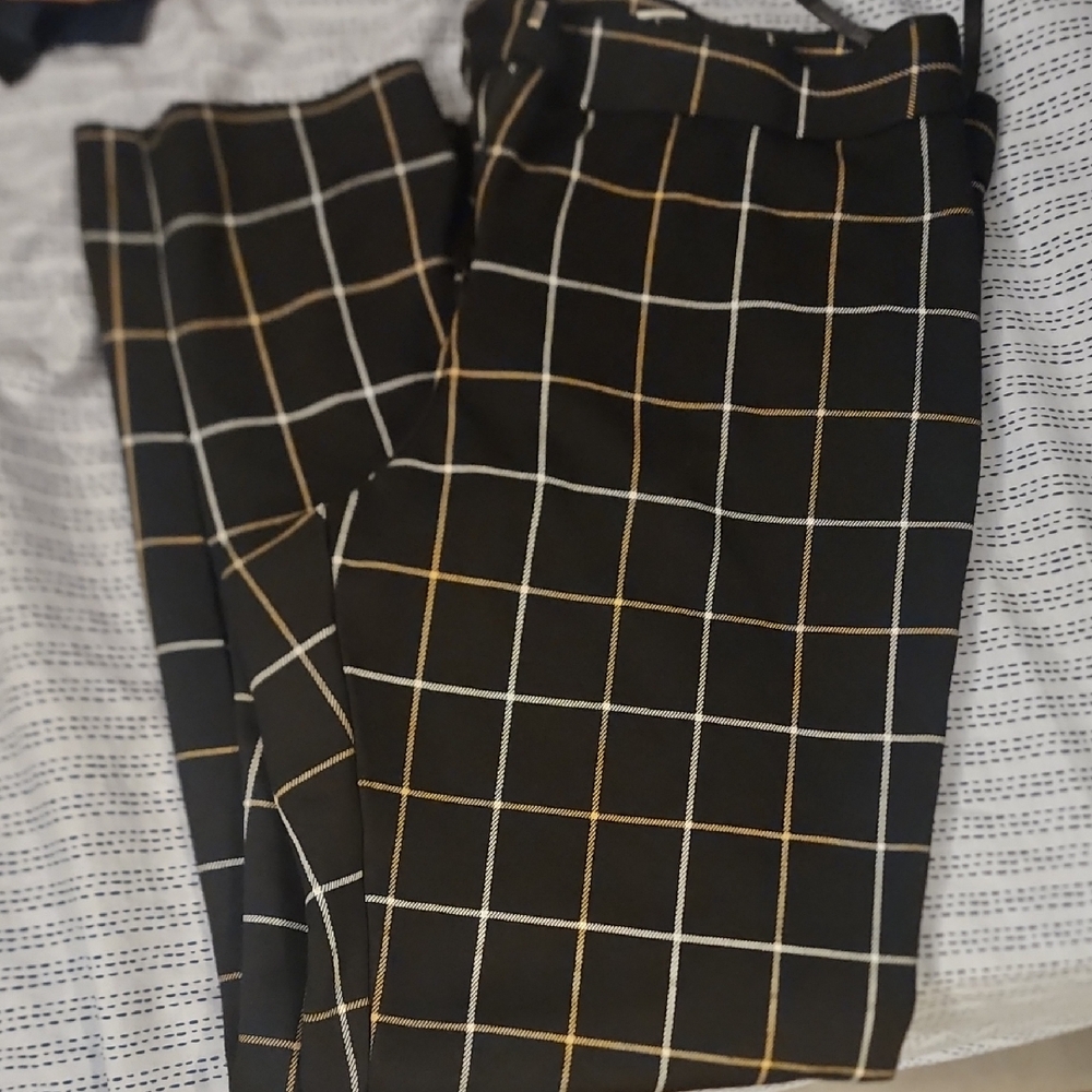 Women's Black Checkered Trouser Pants